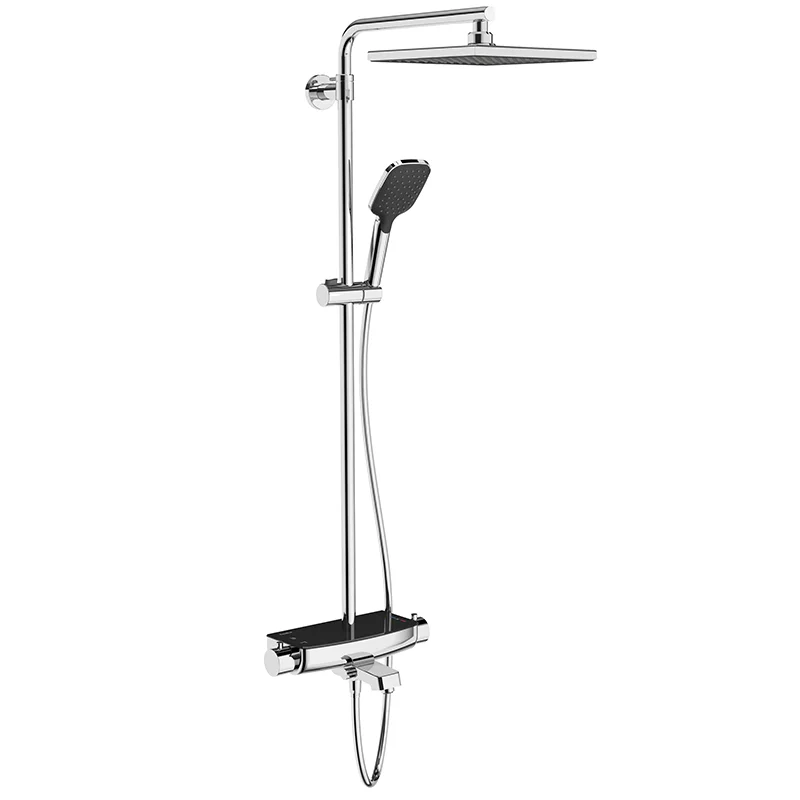 Teska Mira Thermostatic Three-Way Shower Column-Black