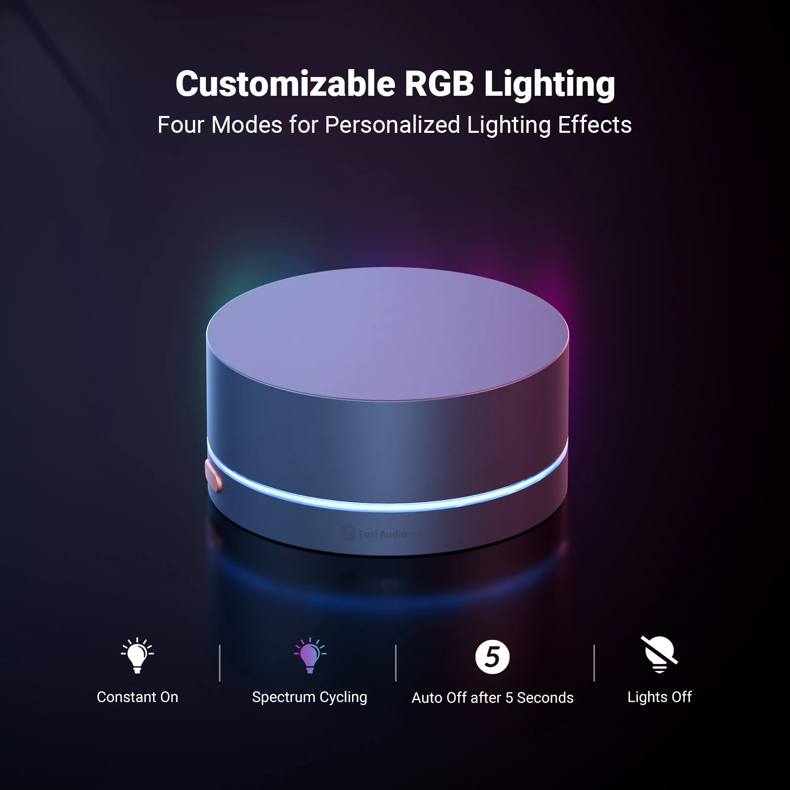 Fosi Audio VOL20 Bluetooth 볼륨 조절 손잡이, RGB 조명 PC/게임/데스크탑 다기능 버튼용 USB 멀티미디어 컨트롤러