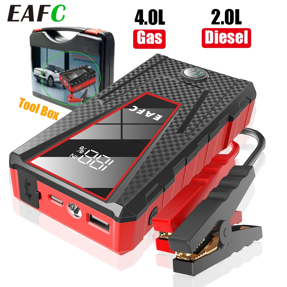 EAFC autós indító 1200A hordozható 8000mAh külső akkumulátor 12V-os autós vészindító benzin 4.0L dízel 2.0L