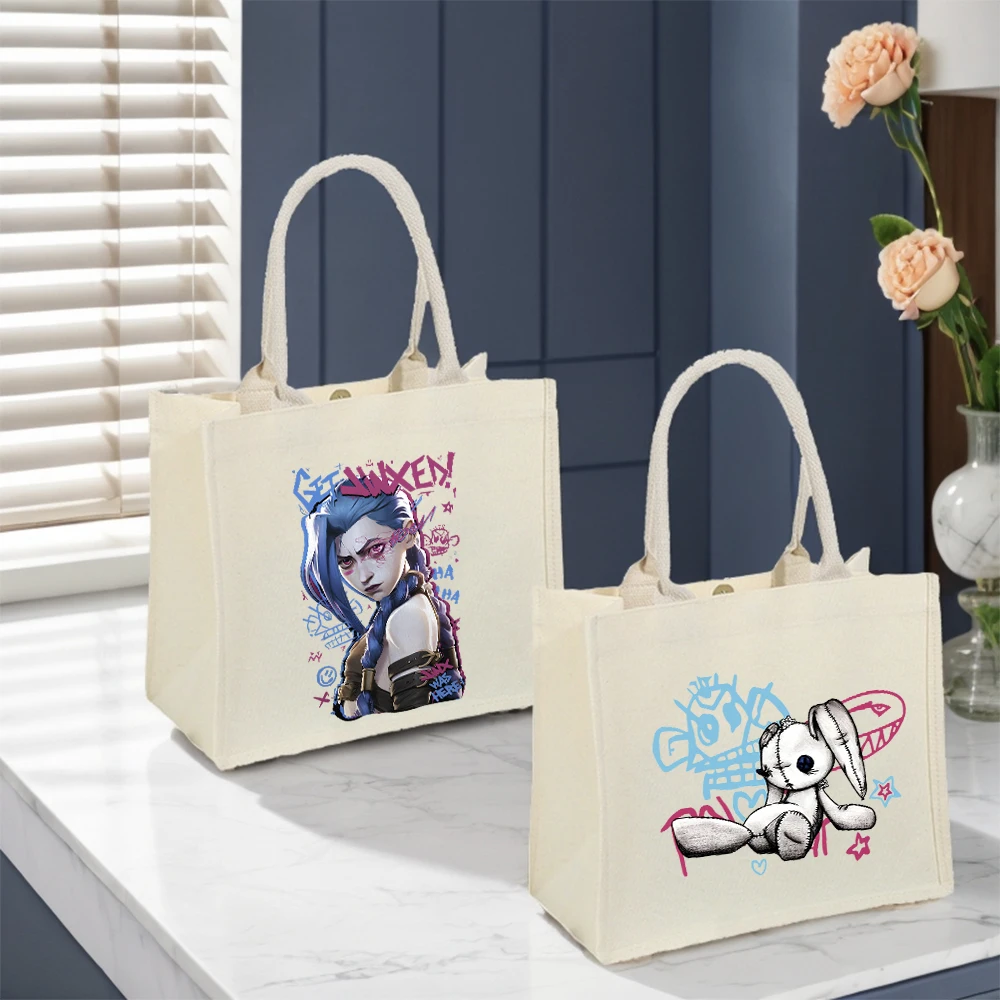 

Сумка-тоут Arcane-Jinx, винтажная многоразовая продуктовая сумка для покупок, сумки ручной работы, сумка из мешковины