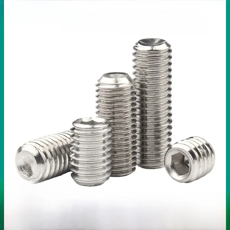 Jeu de vis à six pans creux en acier inoxydable 304, vis sans tête, DIN916, M1.6, M2, M2.5, M3 figuré, M5, M6, M8, M10, M12