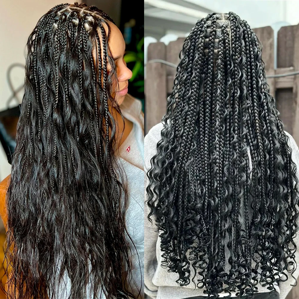 Boho Braids-Tresses de cheveux humains en vrac, 100% cheveux humains, sans trame, tresses sans nœud, cheveux brésiliens Remy