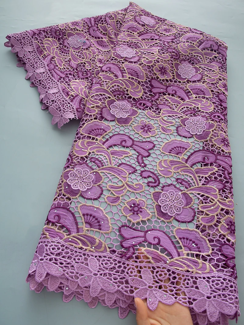 

Cotton African Lace Fabrics High Quality Nigerian Swiss Voile Fabric Stones Sewing For Women Evening Party Dresses, 5yardsTY4552