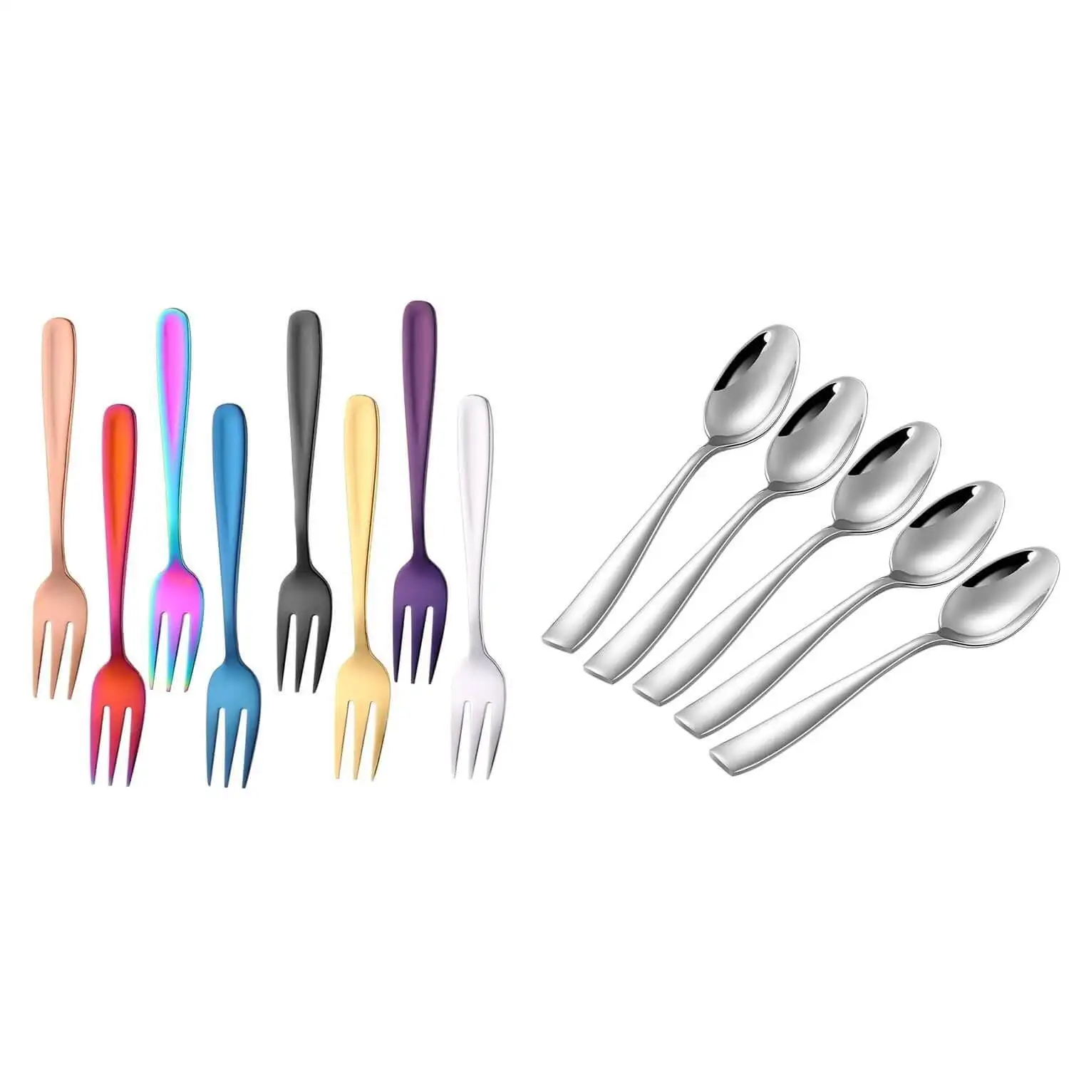 

Salad Forks, Stainless Forks & Stainless Steel Tea Spoons Set, Coffee Spoons, Dinner Forks, Appetizer Forks Dessert Fork(13 Pcs)