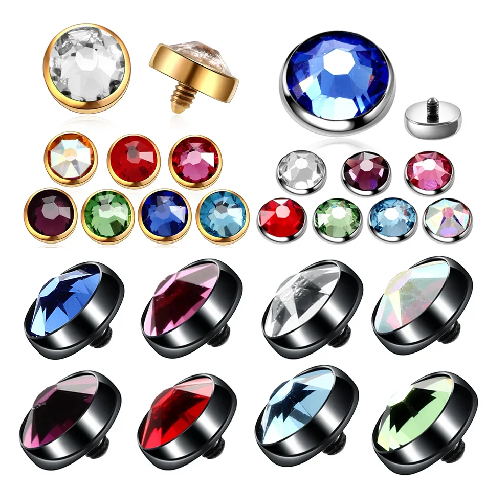 1PC titane Zircon cristal gemmes ancre cutanée haut Piercing Skinner cacher plongeur tête Implants corps Piercing bijoux