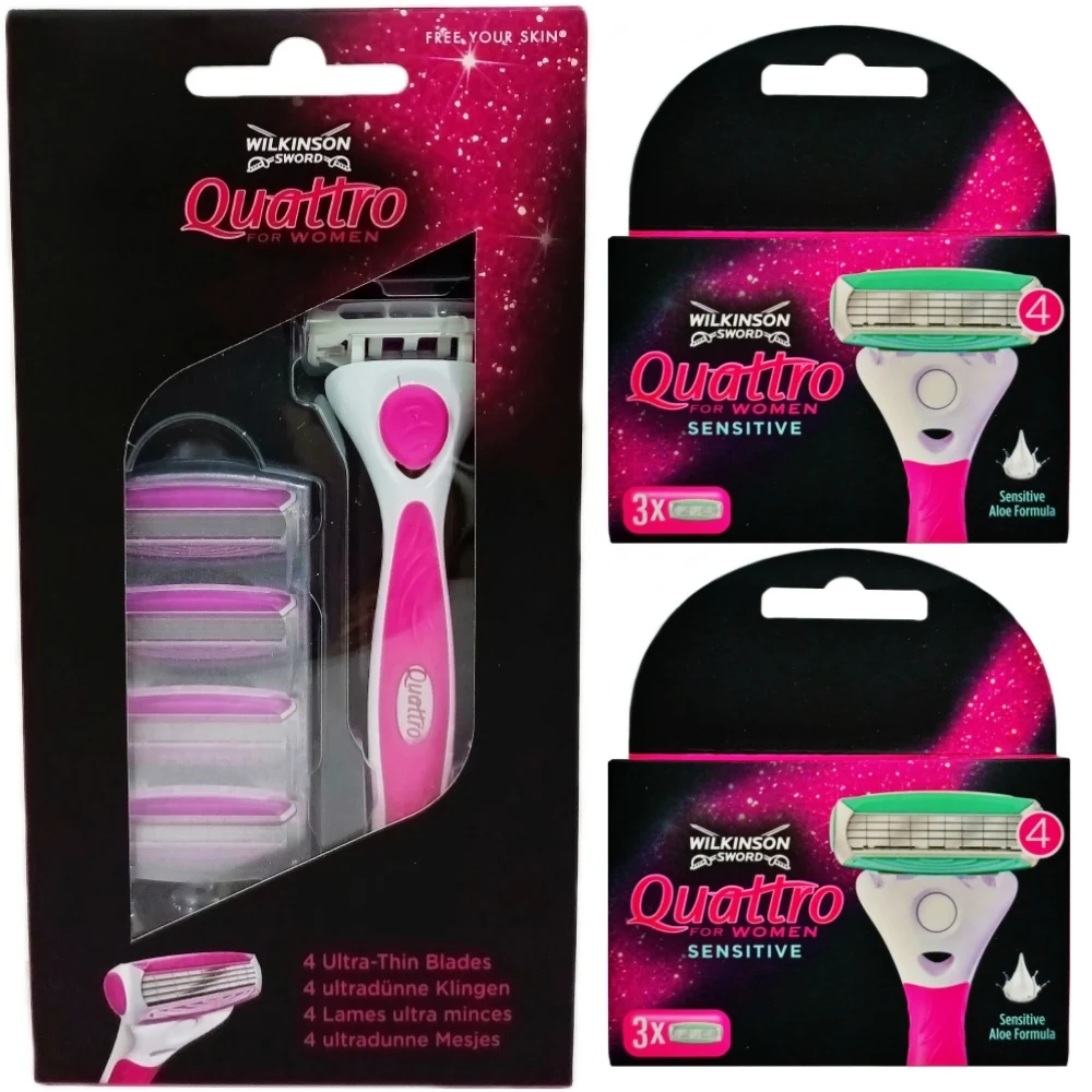 

Wilkinson Sword Quattro For Women Value Pack, 1 Handle, 11 Replaceable Blades