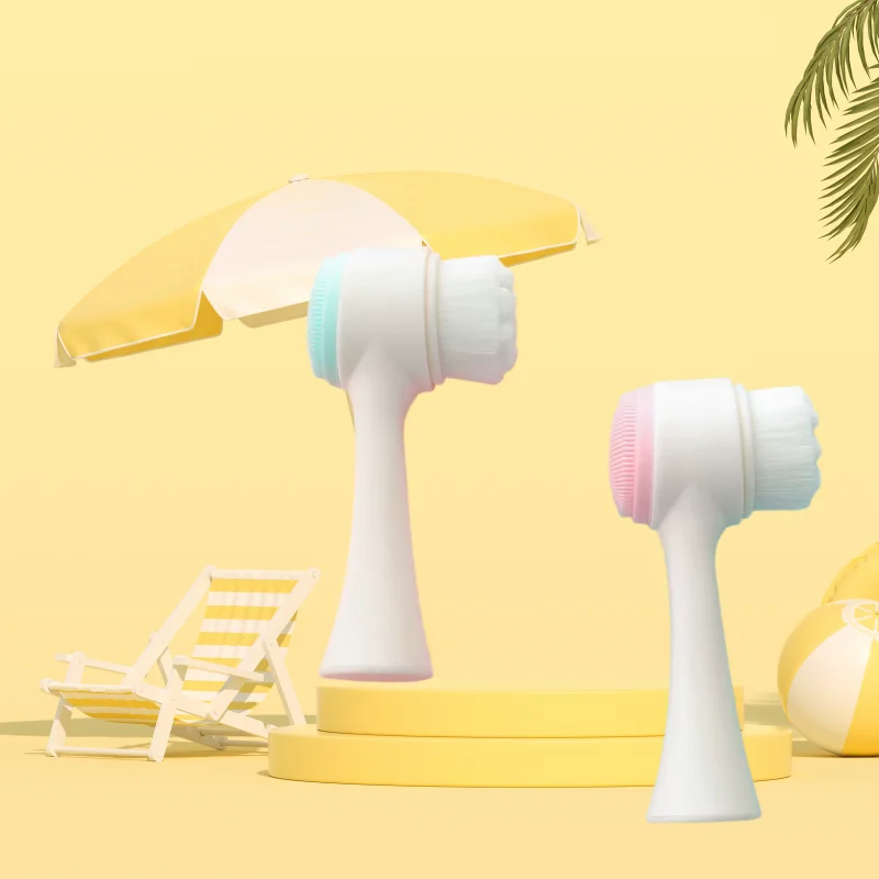 Spazzola per la pulizia manuale in silicone 3D Spazzola per la pulizia a doppia faccia Capelli morbidi Pulizia profonda Detergente per pori Strumento per la rimozione dei punti neri