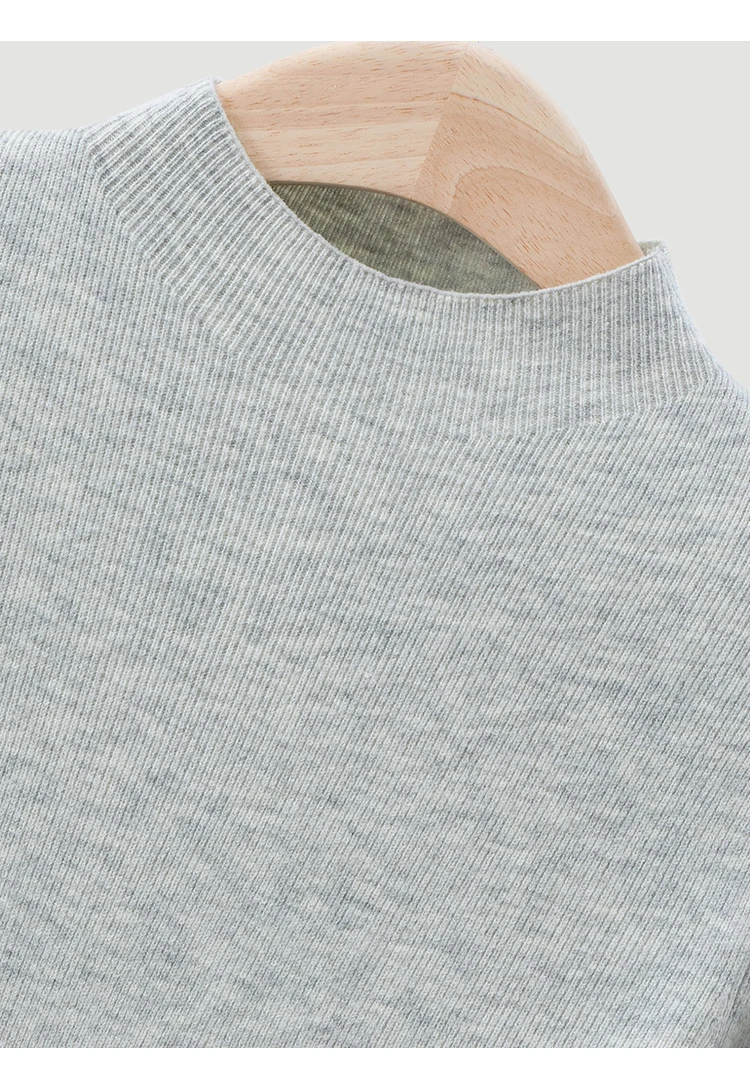 MZ62004 Damen Kaschmir-Mischung Kurzarm-Strickoberteil mit Stehkragen, Weich Strukturierter Pullover für Arbeit und Alltag, Herbst 2026 – Detail 17