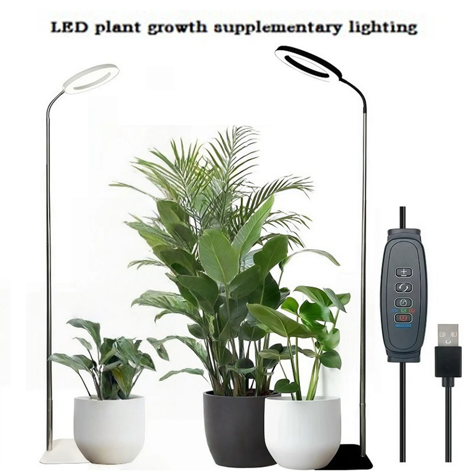 

Кольцевой светильник для выращивания комнатных растений, лампа полного спектра для выращивания растений, регулируемая высота, таймер 3/9/12 часов, 3 режима освещения с 10 уровнями регулировки яркости