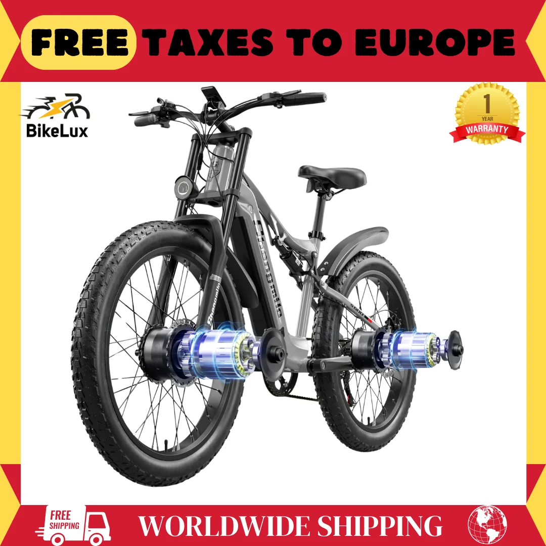 Shengmilo S600 Elektrische Fiets Met Twee Motor 2000W Ebike 48v17.5ah Batterij 26 Inch Fat Band Fiets Heren E-Mountainbike E Bike