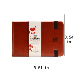 BaoHong Academy 휴대용 여행 수채화 종이 패드, 코튼 100% PU 가죽, 300g, 24 매, 90mm x 140mm