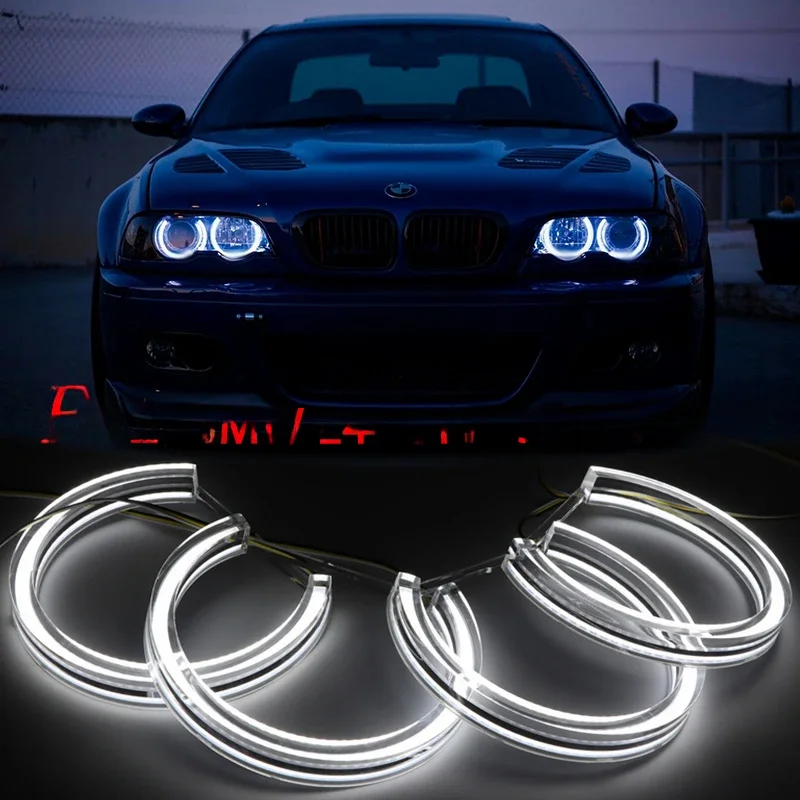 Crystal LED Angel Eyes dla BMW E46 M3 E38 E39 E36 Tuning reflektorów ksenonowych DTM Style Halo Rings DRL Daytime Light Retrofit 131mmx4 — zdjęcie 2