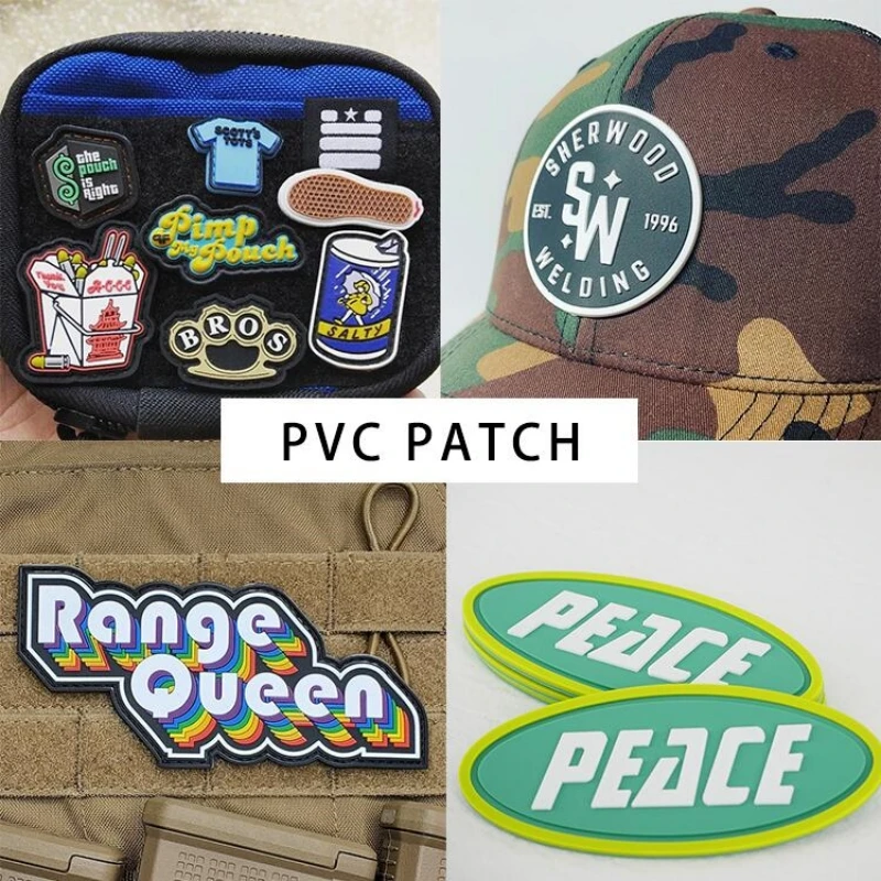 Custom PVC Patch Iron on Sew on Appliques Soft Noctilucence Rubber Patches Personalized Silicone Badges With Hook&Loop Backing