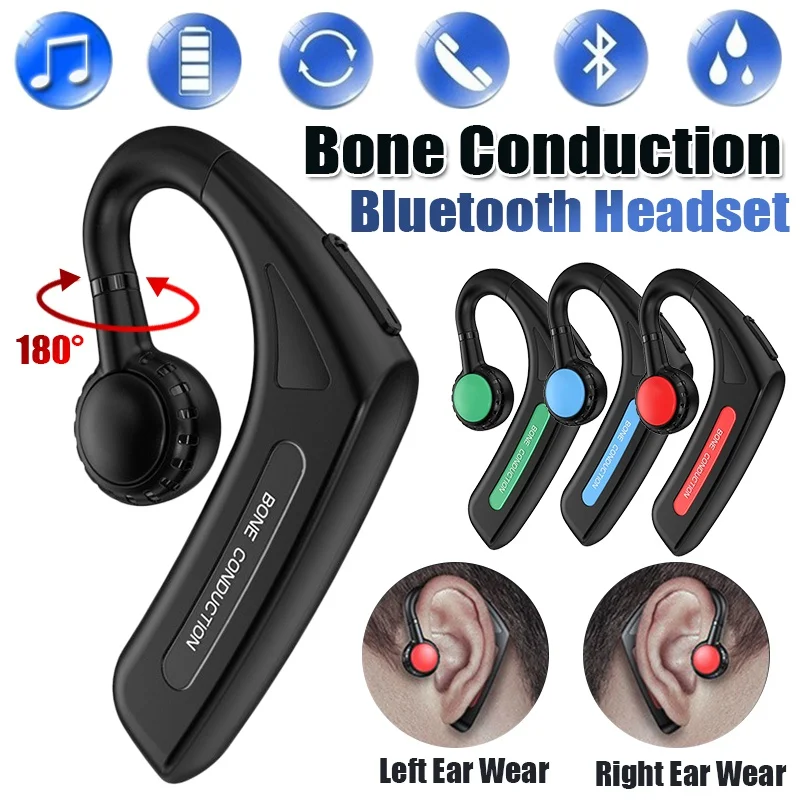 Single Bone Conduction Wireless Earbuds with Earhooks Bone Conduction Headphones Bluetooth Head Set Earphones Long Battery Life — product photo 1 of 1