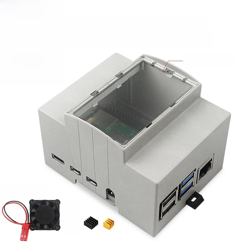 Obudowa Raspberry Pi 4B ABS do montażu na szynie DIN Duża obudowa ochronna z wentylatorem chłodzącym dla Pi 4 Model B — zdjęcie produktu 7