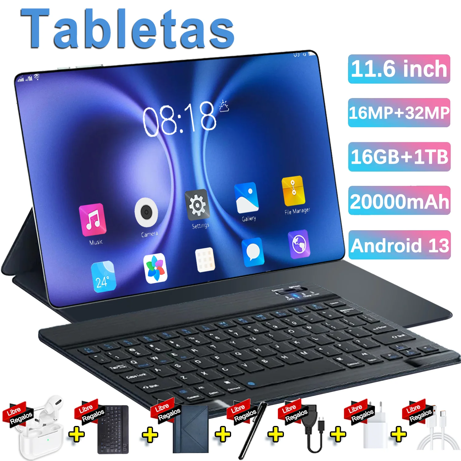 2024 New 5G 11.6 inch Network Android 13.0 Tablet 16GB RAM 1TB ROM 16MP 32MP 14 Core 20000mAh tablet 4 5G Wifi Tablet