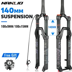 Nanlio X7 PRO Black 140mm Suspension Forks Aluminum Alloy Rebound Adjustment Oil & Gas Forks 26/27.5/29 Inch Remote