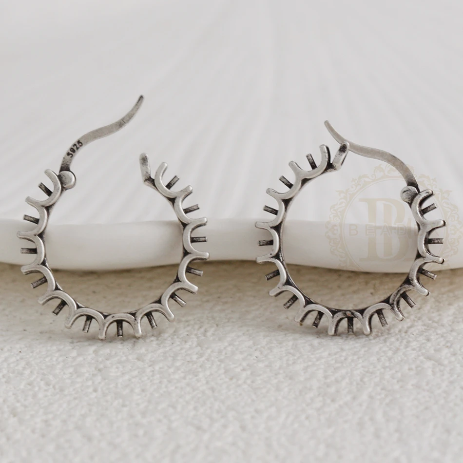 DIY Supply-2 قطعة من عمود القرط النحاسي الصلب مع إعداد ودبوس من الفضة الاسترليني - حلقة 23.5 × 23 مم (4921C-10)