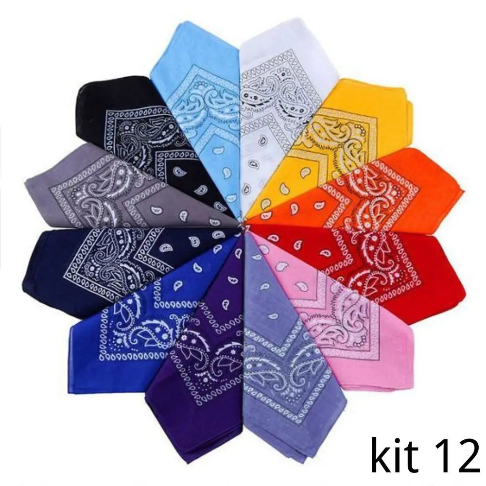 Kit 12 Bandanas Printed Scarf-Fashion Rock-Polyester