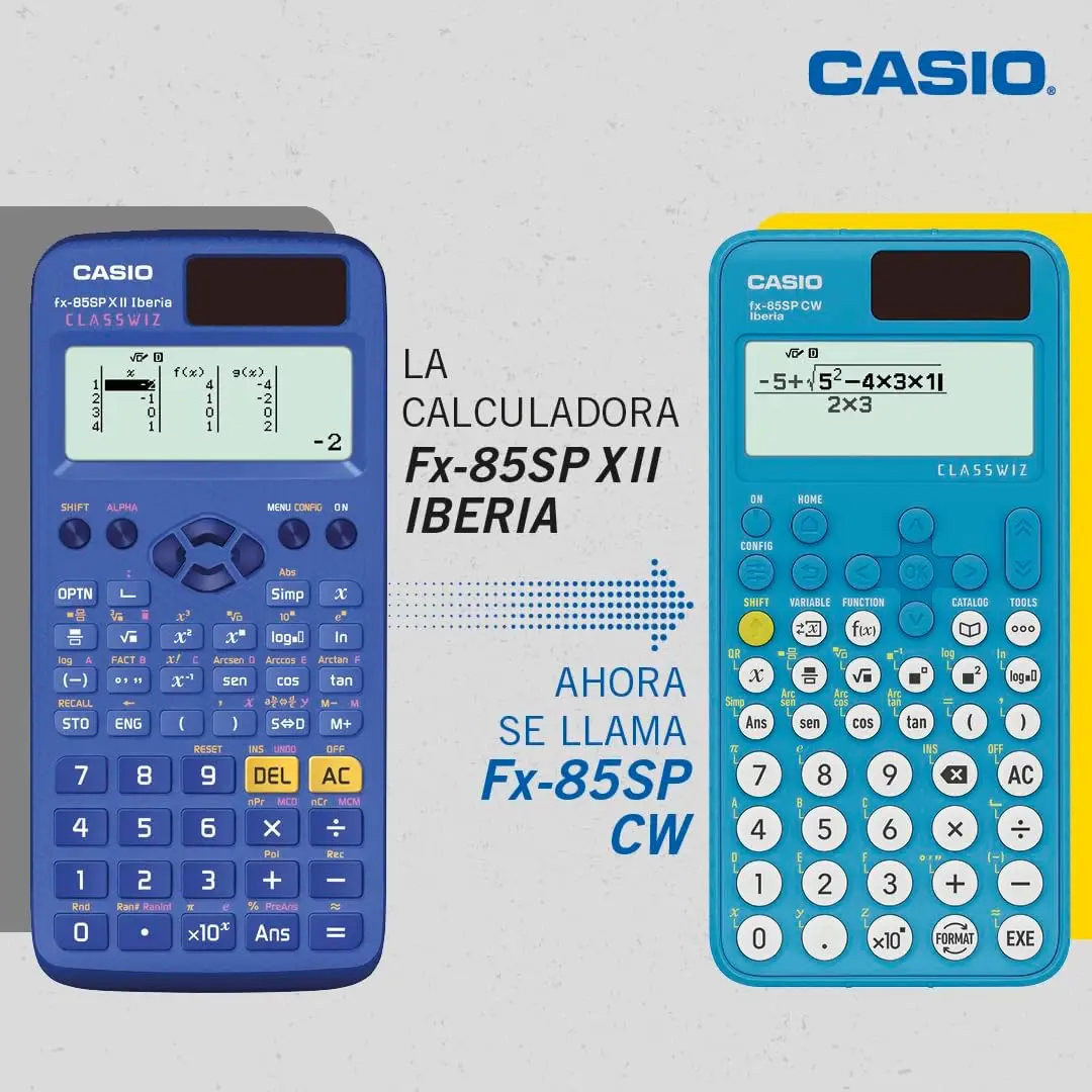 Casio FX-85SP CW - Calculadora Científica, Recomendada para el Curriculum Español y Portugués, 5 Idiomas, más de 300 Funciones, Solar, Color Azul