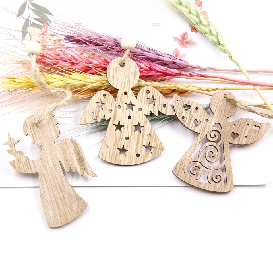 Anges d'amour multi-styles, artisanat en bois mignon, fête de mariage, fête de Léon, fête d'anniversaire pour enfants, fournitures de décoration, 5 pièces