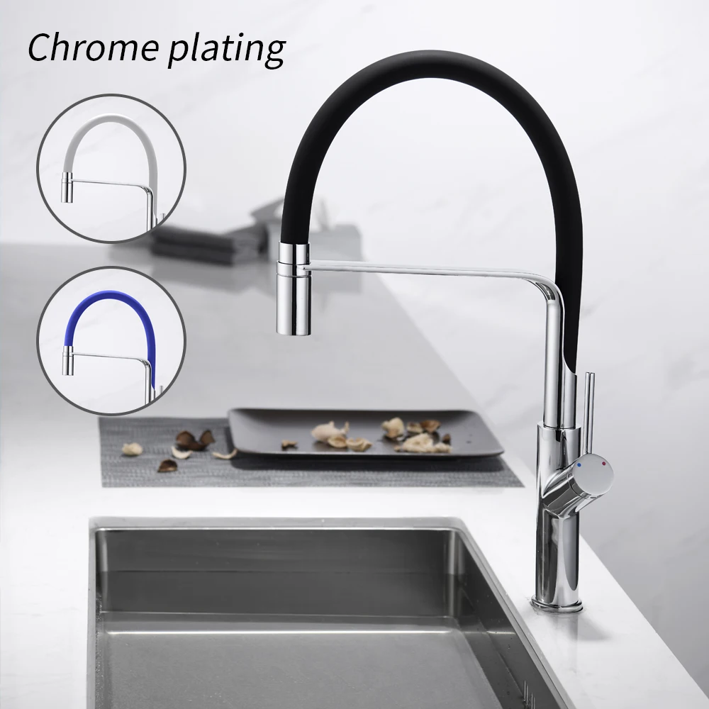 Kitchen faucet black single handle pull-out one-hole handle can be rotated 360 degrees mixing faucet high-grade brass material