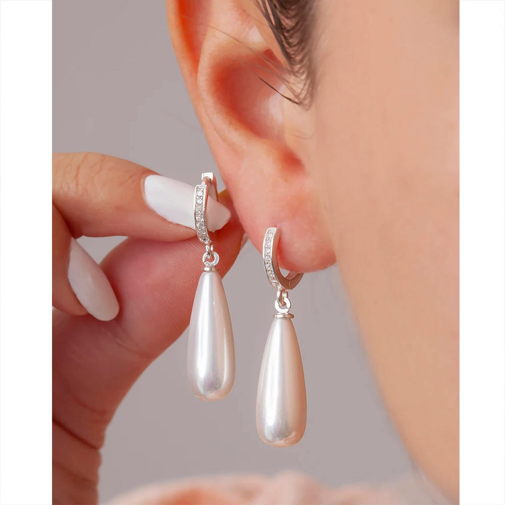 

Real 925 sterling silver elegant modern pearl fashion earrings drop pattern earrings for women fashion jewelry gift