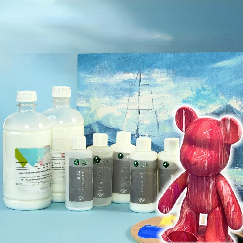 100/500ML akrylowy płynny rozcieńczalnik średni płyn do malowania pomoc przepływ jasny środek do szklenia rysunek artystyczny materiały eksploatacyjne — zdjęcie 2