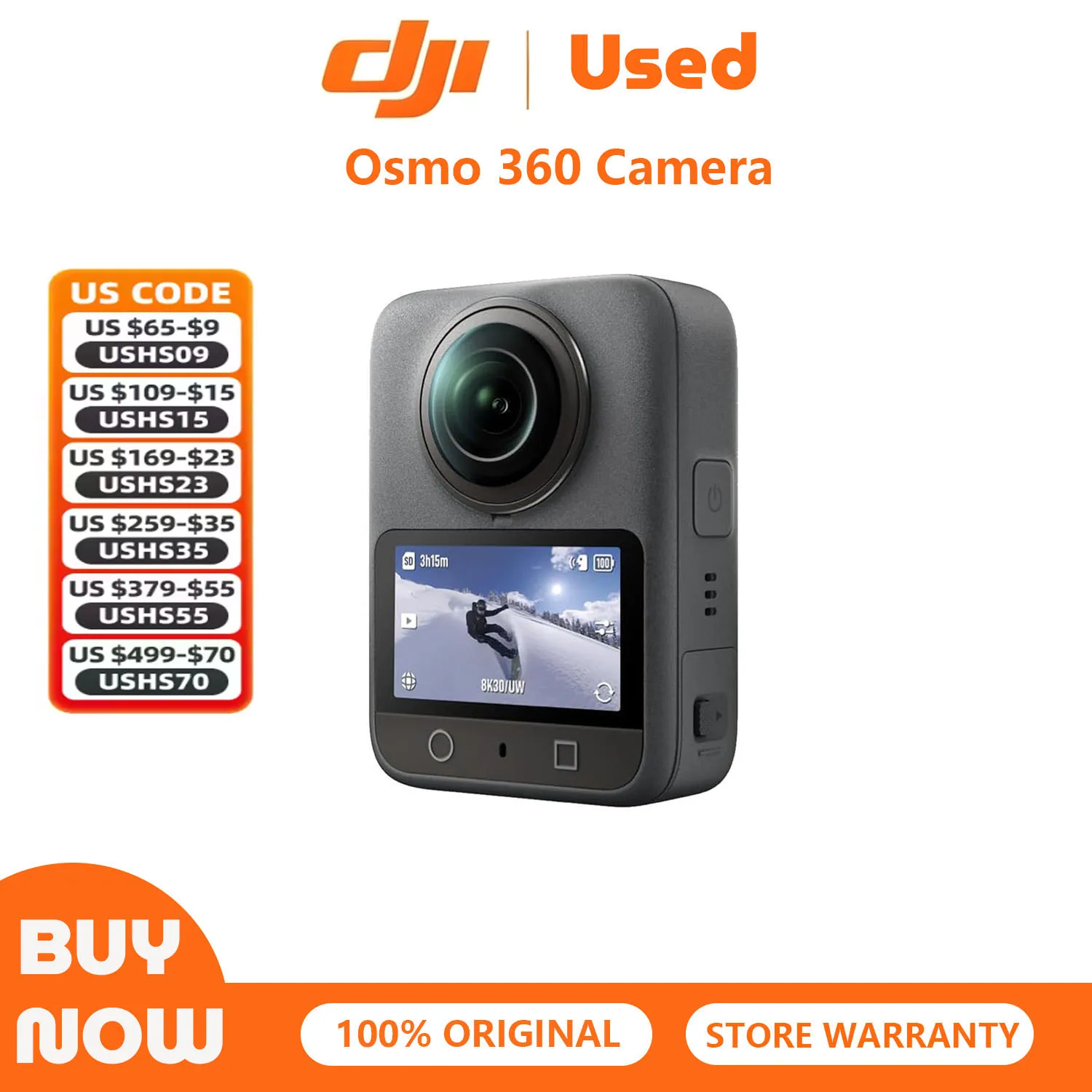 Refurbish Used DJI Osmo 360 Camera ,1-Inch 360° Imaging Native 8K Video 105GB Storage 120MP Photo 100-Min 8K Recording 360 Action Camera