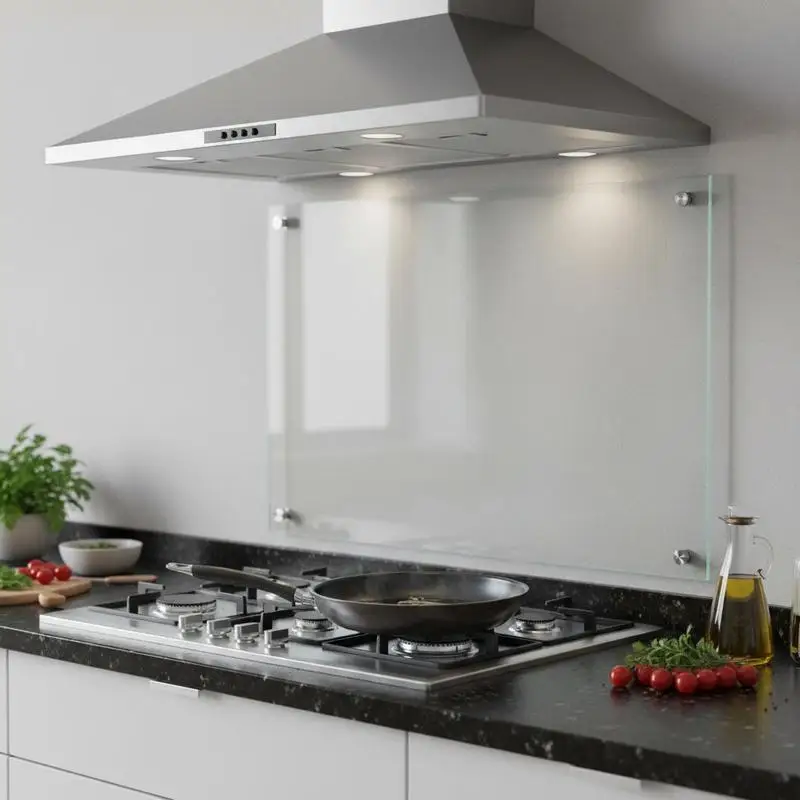 Crédence de cuisine transparente 90x50cm verre trempé thermorésistant durable protection murale cuisine intérieur