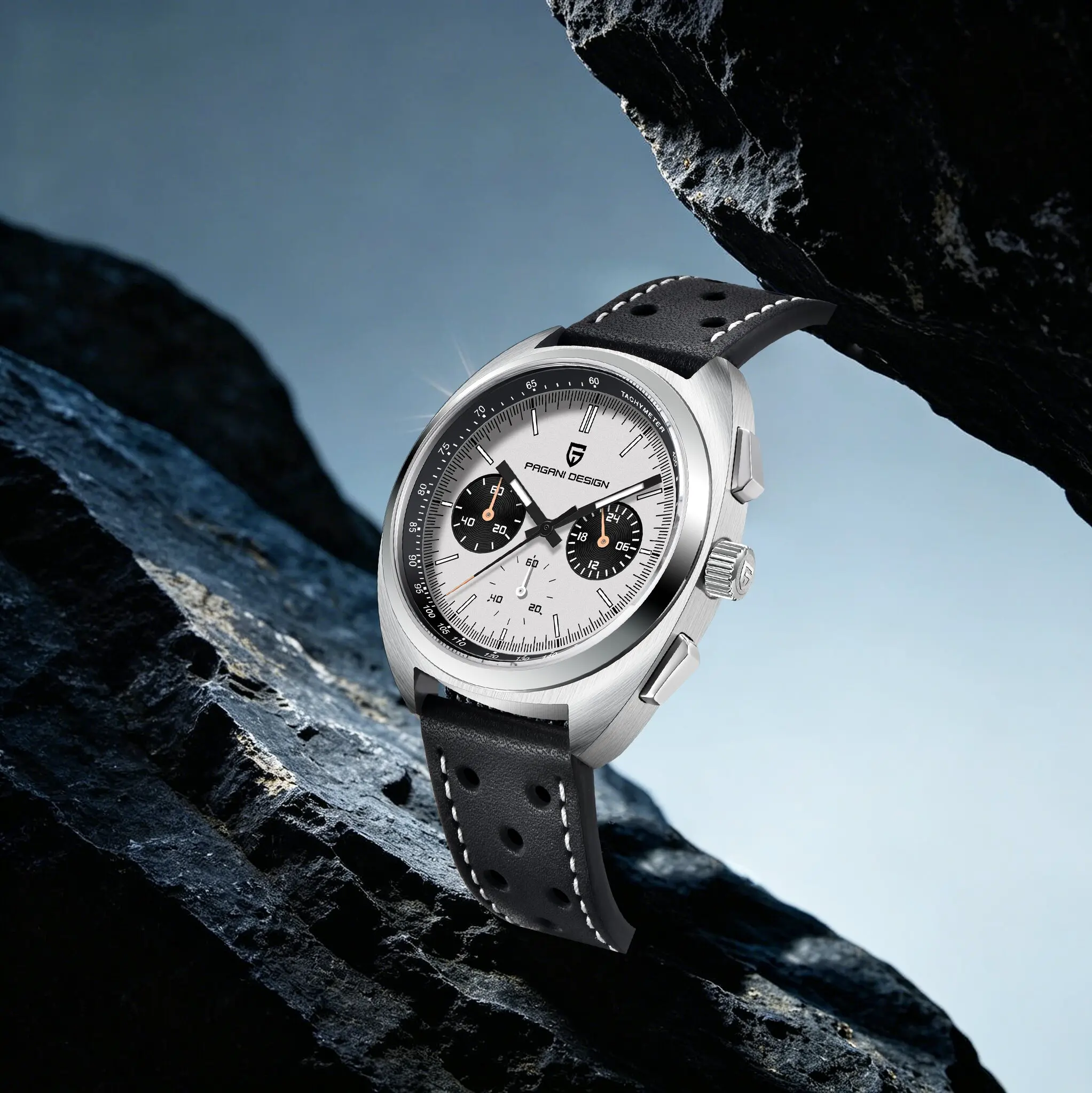 2026 PAGANI DESIGN Urban Business Men's Quartz Watch Triple Subdials Panda Dial Leather Strap Luminous Watch For Daily Commuting