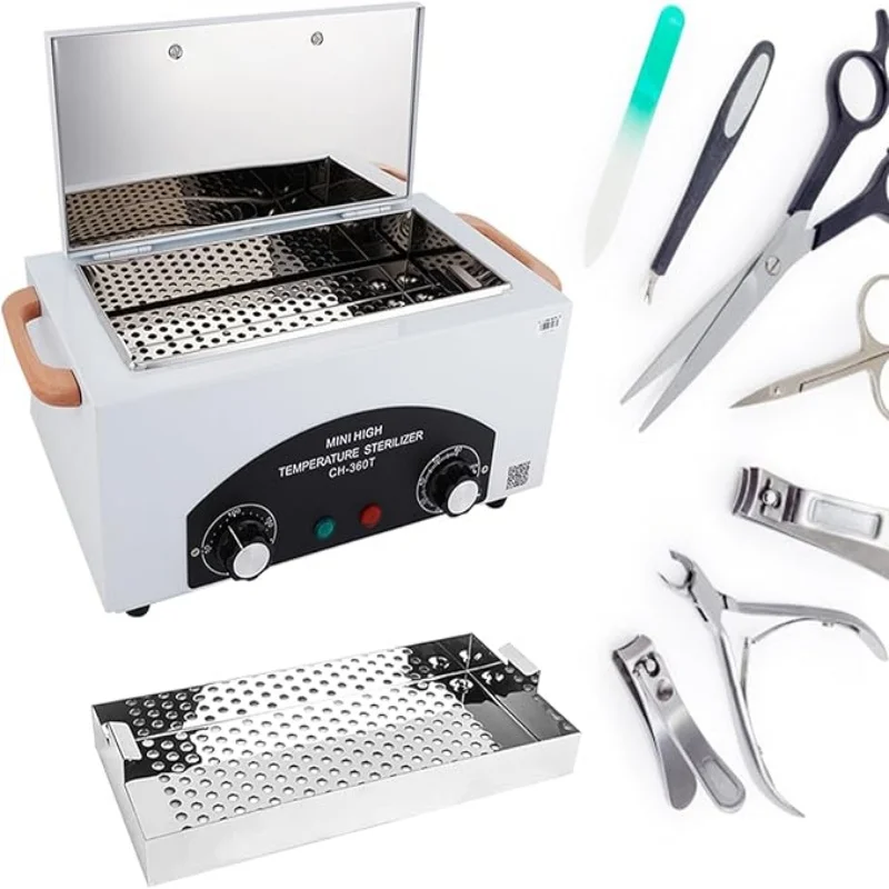 Esterilizador de calor seco profesional 300W 2.2L para herramientas de belleza y uñas, temporizador LCD 20-220 ℃