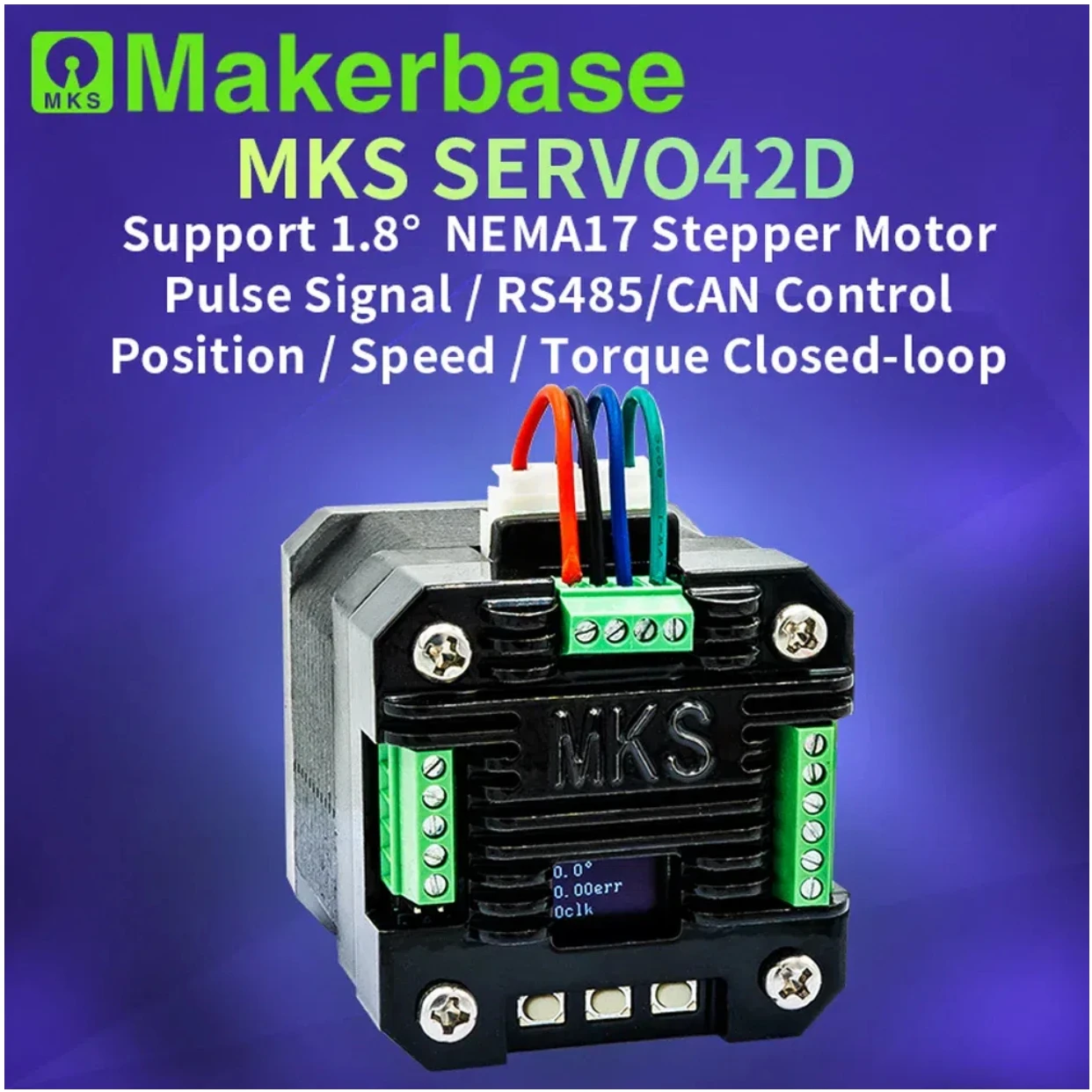 MKS SERVO42D NEMA17 FOC Stepper Motor for Makerbase RS485/CAN MODBUS FOC 3D Printer Motor
