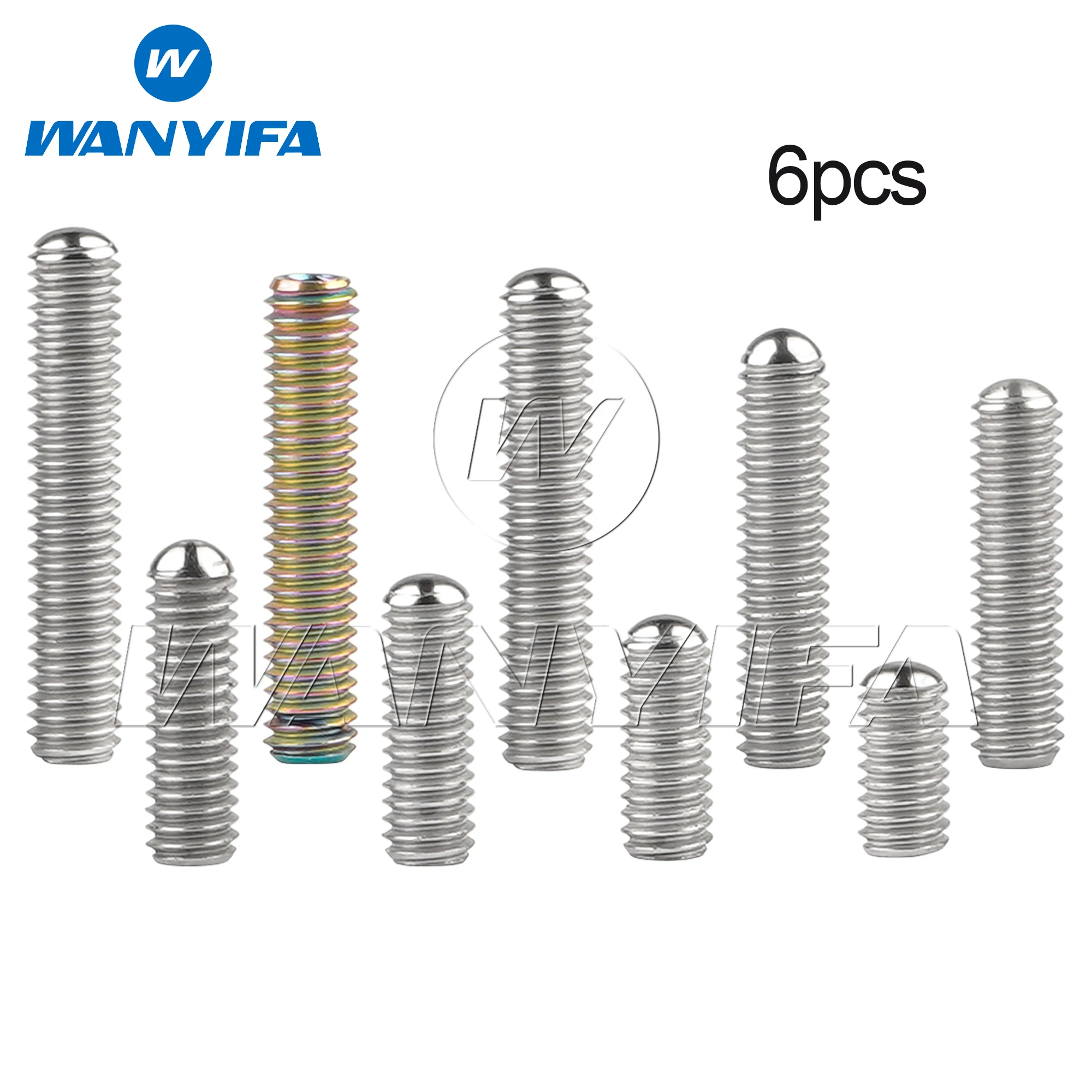 

Wanyifa 6pcs Titanium Bolt M4x8 10 12 13.5 16 18 20 22mm Socket Hex Headless Screws for Bicycle Motorcycle Ti Fasteners