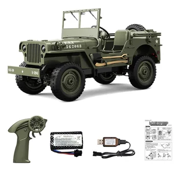 Remote Control Toy Car, 1:10 Scale 2.4GHz 4WD RC Off-Road Crawler with LED Lights, Detailed Open-Top Design, Green