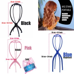 Suporte portátil de peruca múltipla para mulheres, peruca durável, suporte branco rosa preto e azul