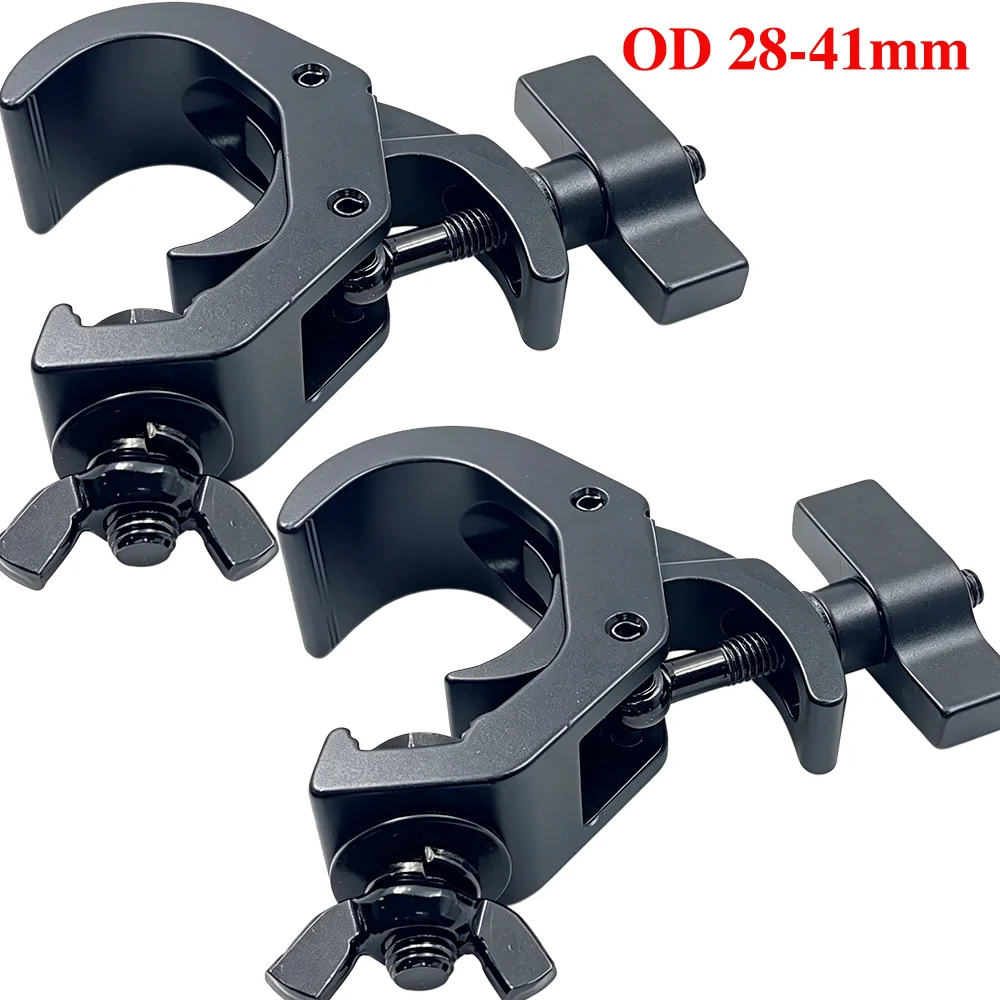 2Pcs Mini Aluminum Clamp OD 28‑41mm Truss Tube Mount Stage Lighting Trigger Clamp OD30/40mm Truss Rigs SWL-50KG TUV Clamp