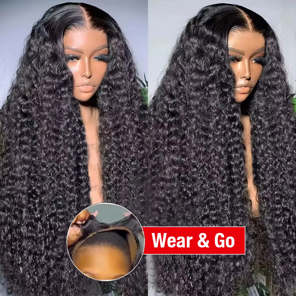 250 Density Deep Curly 13x6 HD lace Frontal Wig Deep Wave Lace Front Wig Glueless Wig Human Hair Ready to Wear Lace Closure Wig