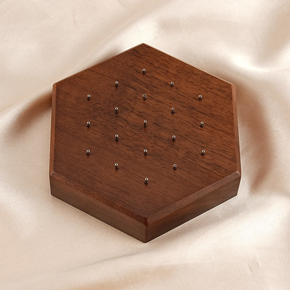Hexagon Black Walnut Solid Wood Display Stand for 16G 14G Piercing Jewelry Modern Display Holder with 19 Holes