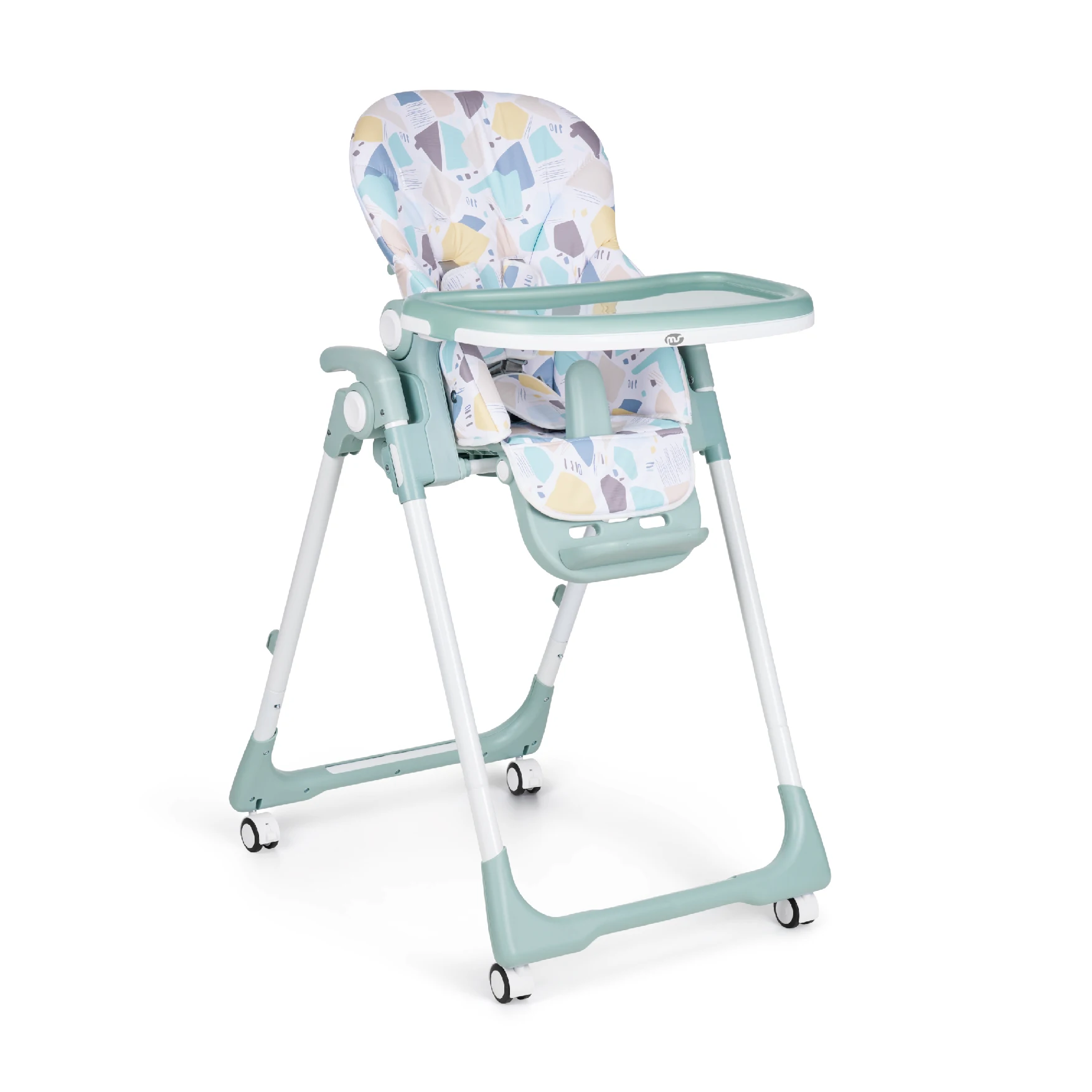 MS - YUMMY Adjustable Baby High Chair, Portable High Chair, Folding, Seat Footrest, Height Adjustable in 7 Levels, 5 Backrest Positions, Up to 3 Years, Green