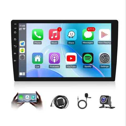 Radio stereo Android da 9 pollici con Apple Carplay, Android Auto e Mirrorlink, navigazione GPS nel cruscotto