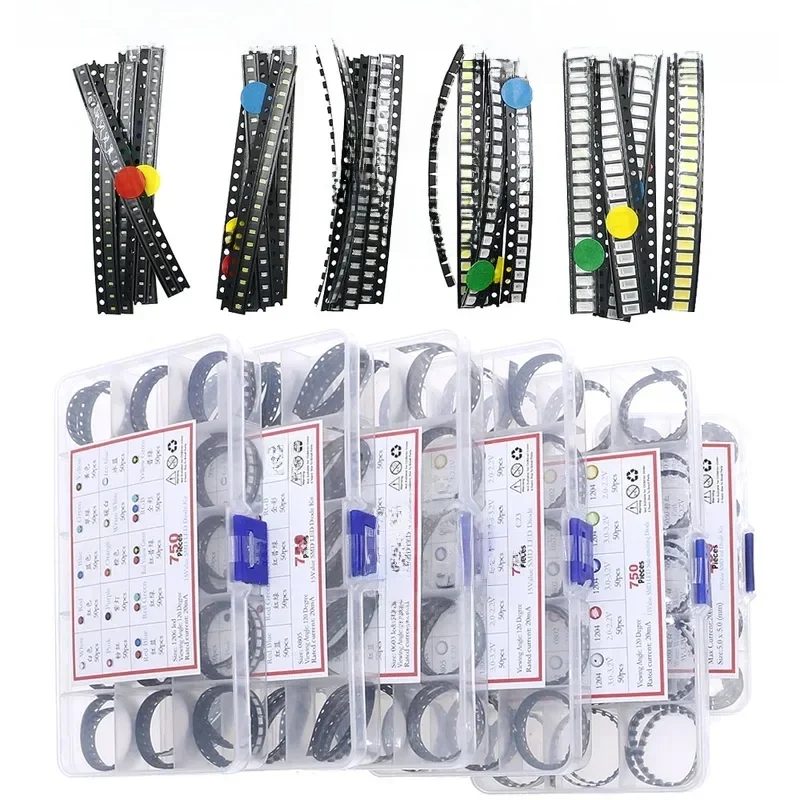 0402 0603 0805 1206 1210 5730 5050 SMD LED Diode kit assorti chaud blanc froid rouge vert bleu jaune orange rose clignotant rapide