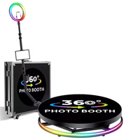 360 Photo Booth Picture Selfie Magic Automatic 60-115cm Video Booth with LED Fill Lights Stanchion Posts Queue for Party