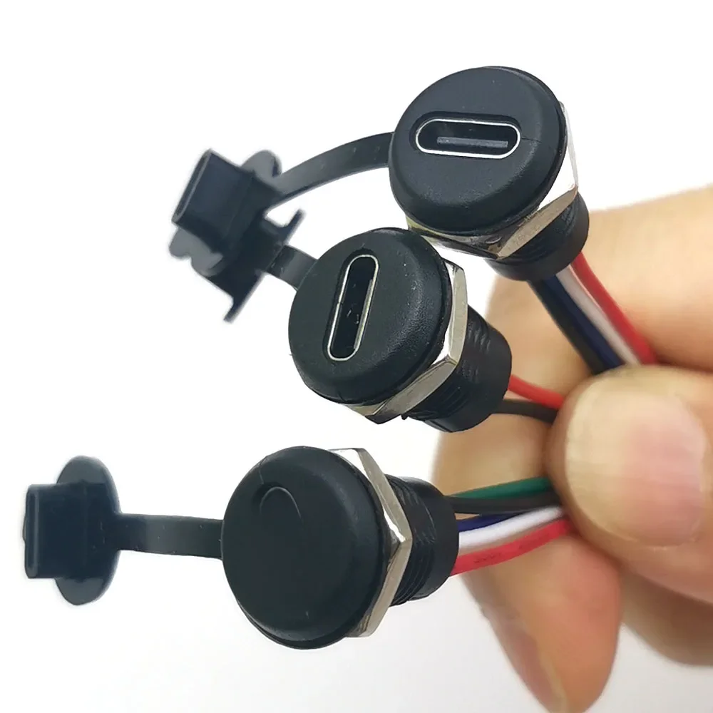 Connecteur USB Type C étanche avec plaque de verrouillage à écrou femelle TPC, Port Jack de charge rapide à courant élevé, 1 pièce