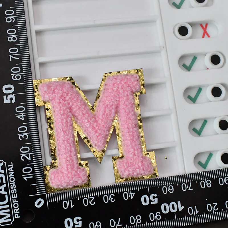 5.5cm Adhesive Letter Patches Towel Chenille Embroidery For PVC Pouch DIY Customized Phrase Craft Stick-on Patches