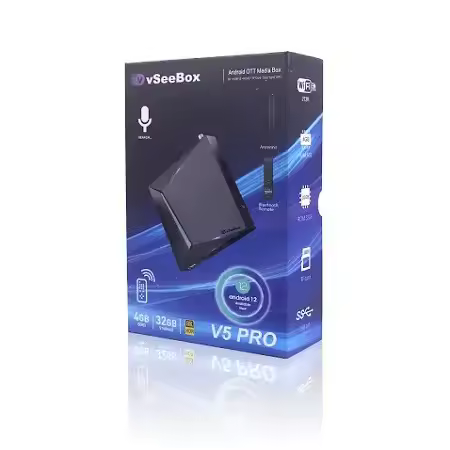 2025 Global vSeeBox V5 Pro Fastest 8K HDR Android TV Box with Voice Remote Control, and HDMI Cable 4GB RAM+ 32 GB ROM Android 12