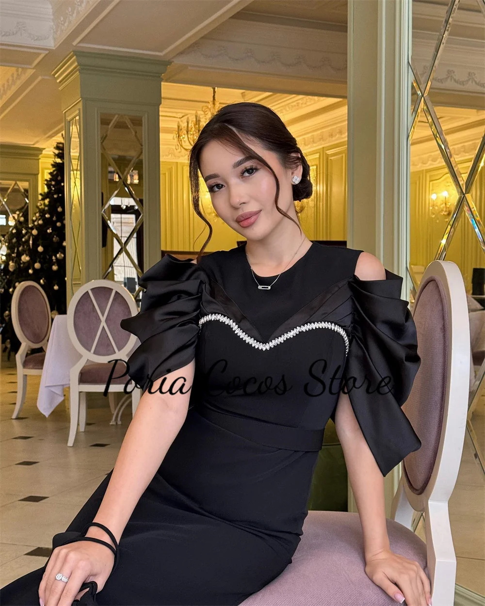 Customized Temperament Midi Dresses O-Neck Short Sleeves Ankle-Length Straight Elegant Evening Party فساتين للحفلات الراقصة