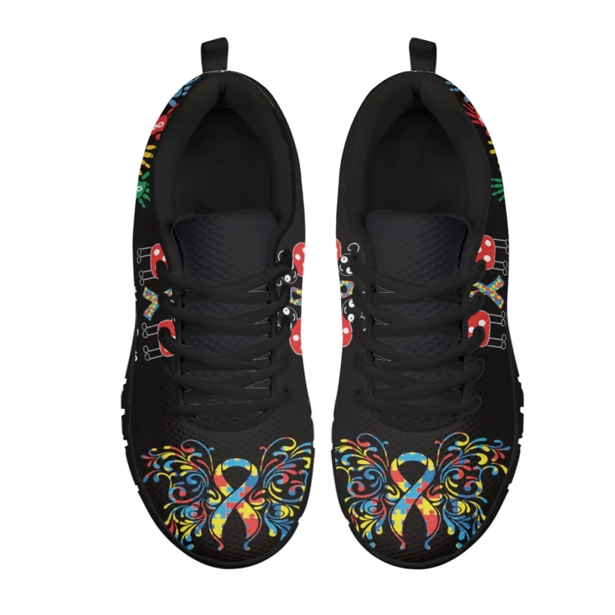 INSTANTARTS Women's Casual Sneakers Walk for Autism Awareness Pattern Female Wear Resistant Flats Outdoor Athletic Shoes Zapatos