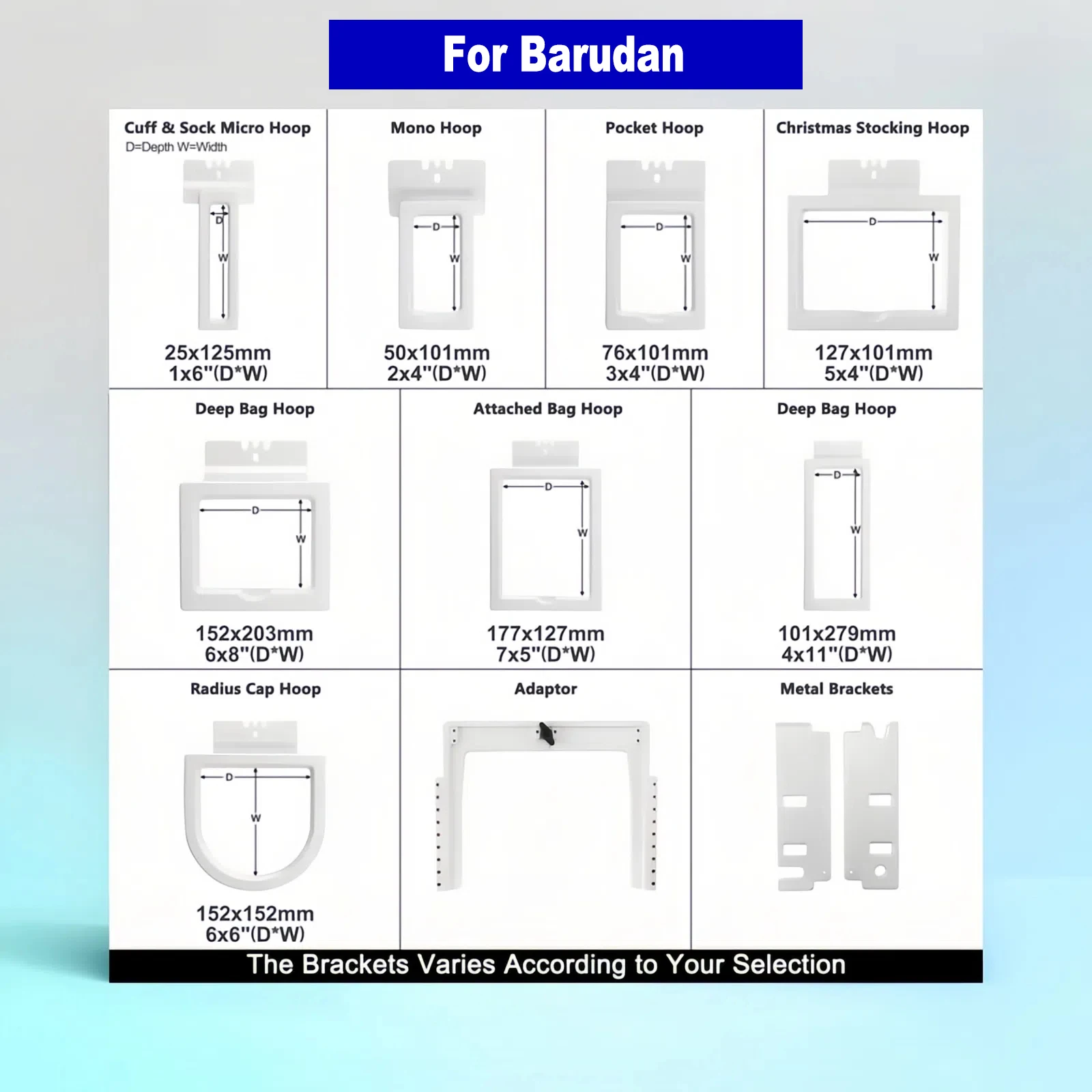 

8in1 magnetic embroidery frame kit for Barudan BEVT-Z1501CBII BEVY BEKTS1501CAII/S1501CBIIIS1502C/S1504C Mighty Hoop Master
