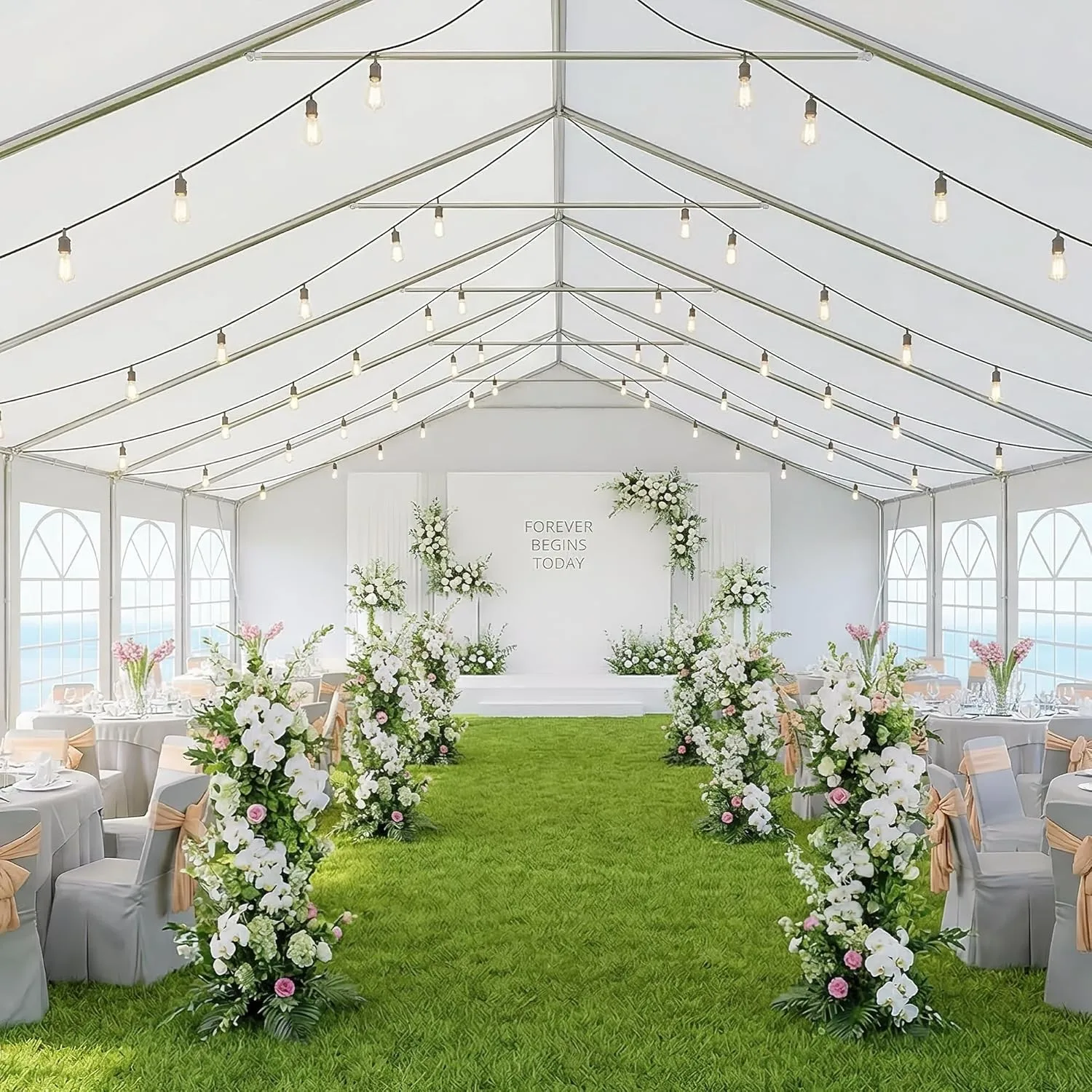 Nordivale 40x20ft Heavy Duty Party Tent with Removable Sidewalls, Waterproof Commercial Canopy for Wedding Outdoor BBQ Camping, White Event Tent view 3